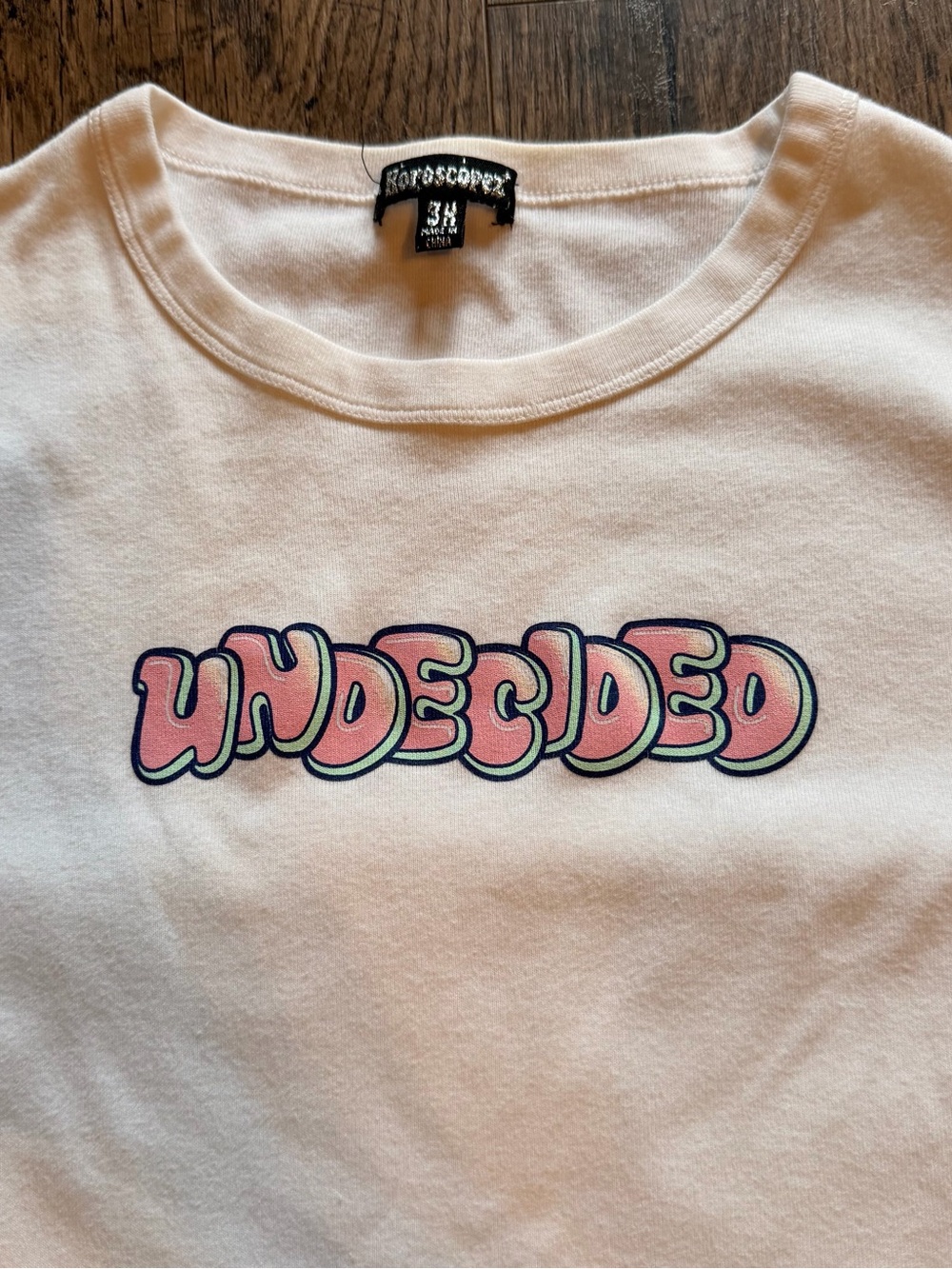 Krorescopes White 'Undecided' Crop Top - Pink Graphic